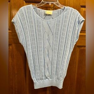 Light Blue Cable Knit Sleeveless Sweater